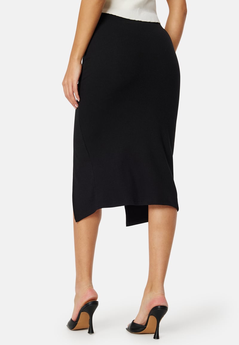 BUBBLEROOM Rib Slit Midi Skirt