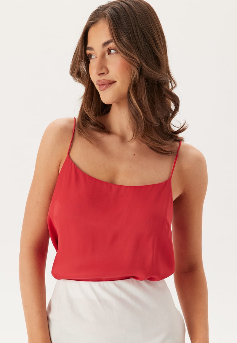 BUBBLEROOM CC Viscose Satin Strap Tie Top