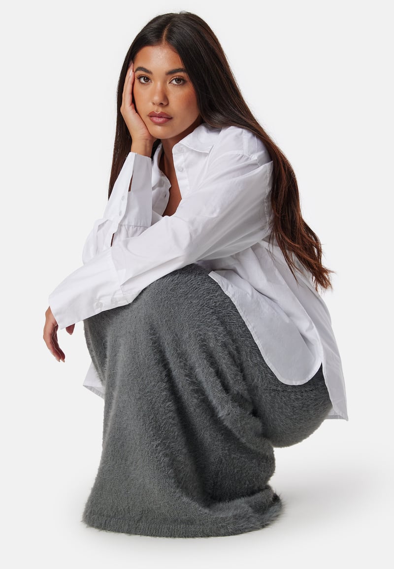 BUBBLEROOM Fluffy Knitted Maxi Skirt