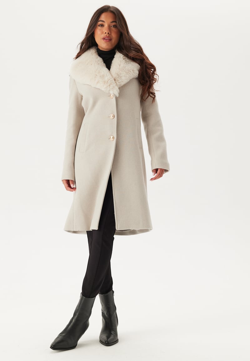 Chiara Forthi Fur Collar Wool Blend Coat