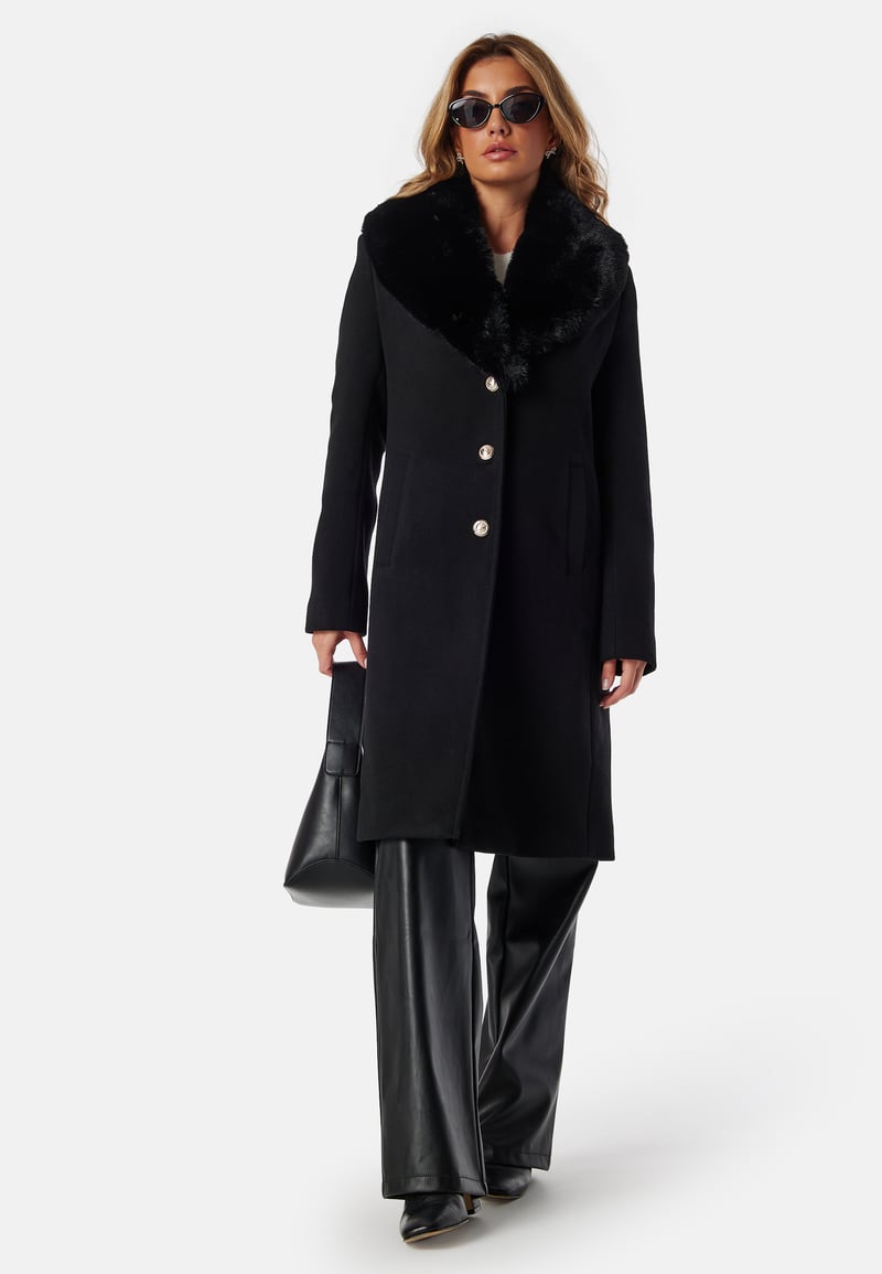 Chiara Forthi Fur Collar Wool Blend Coat