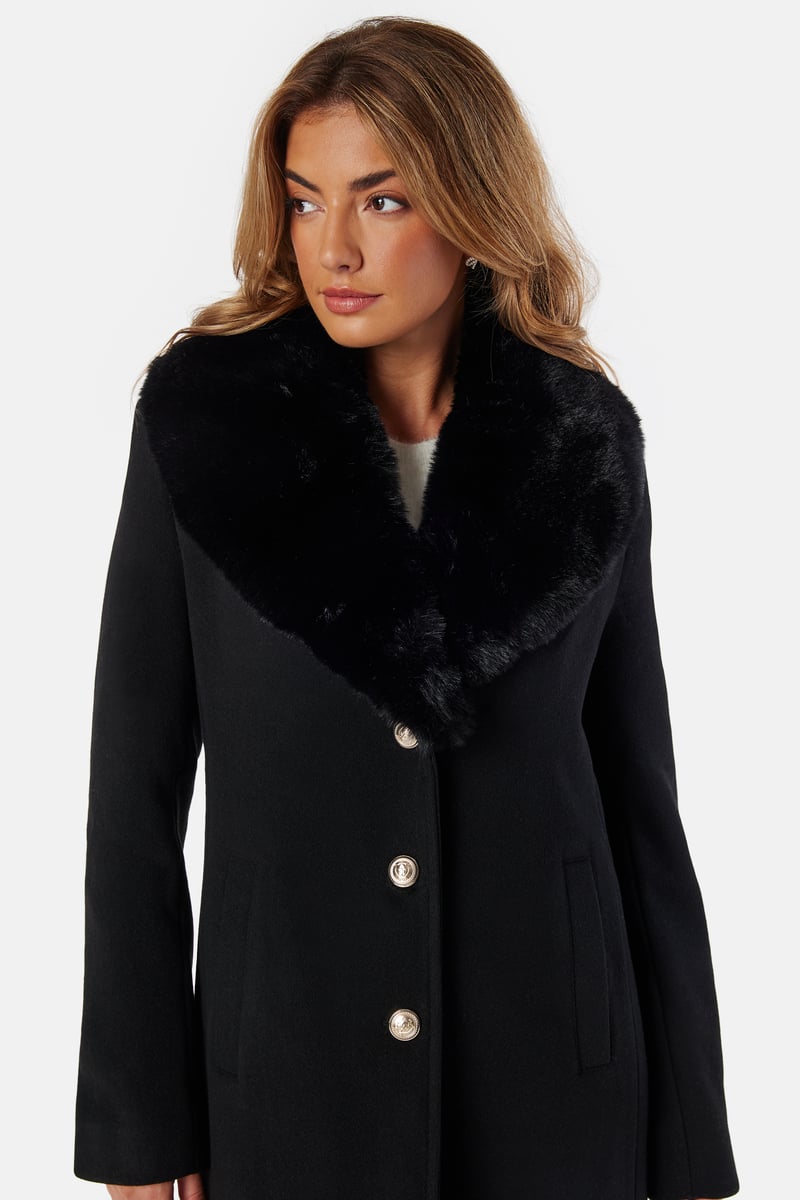 Chiara Forthi Fur Collar Wool Blend Coat