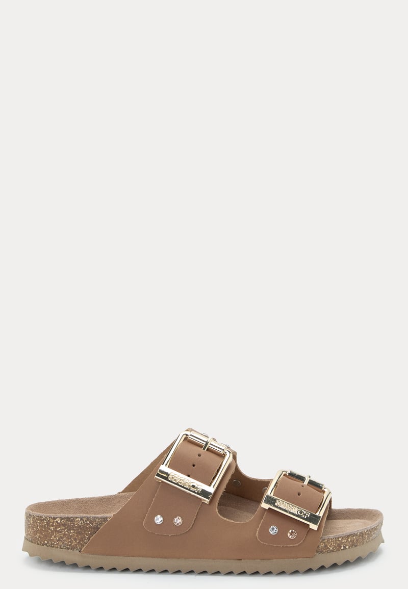 Colors of California Two Buckle Sandal Nubuck Stras