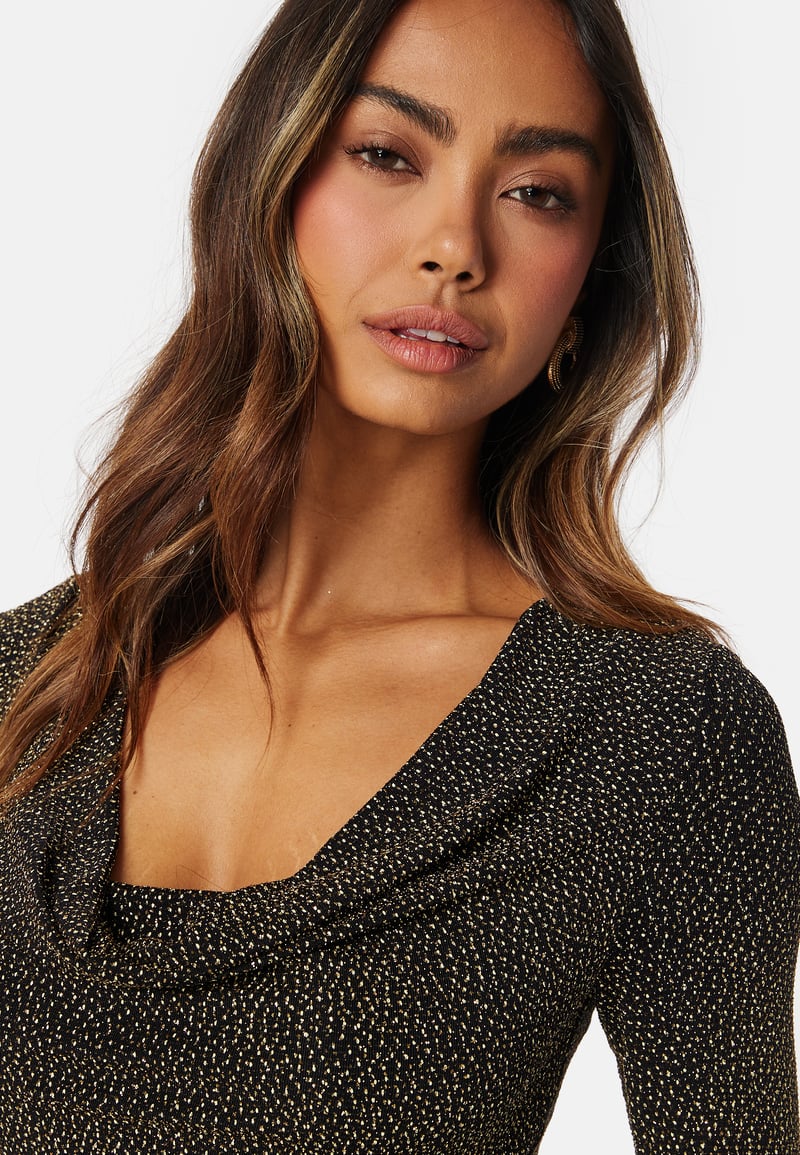 FOREVER NEW Reva Cowl Neck Glitter Midi Dress