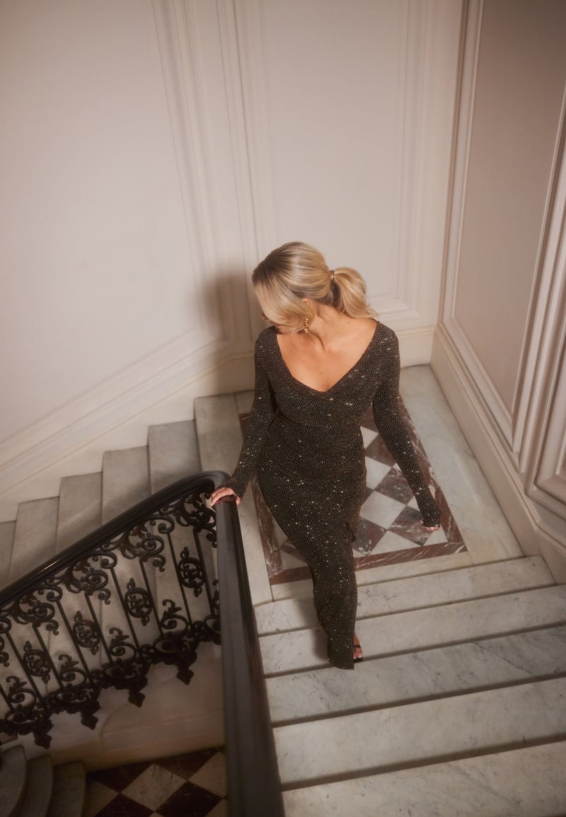 FOREVER NEW Reva Cowl Neck Glitter Midi Dress