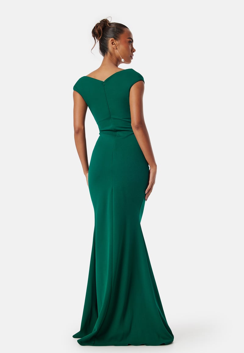 Goddiva Bardot Pleat Maxi Dress