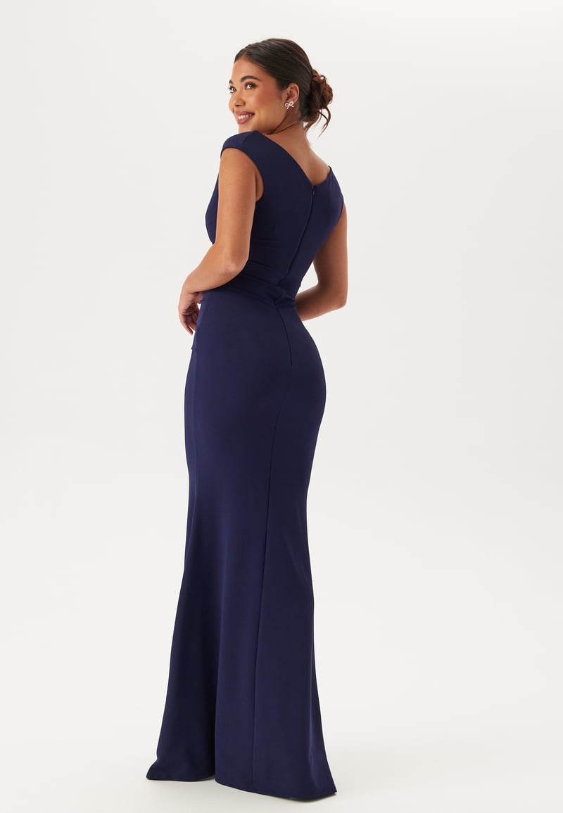 Goddiva Bardot Pleat Maxi Dress
