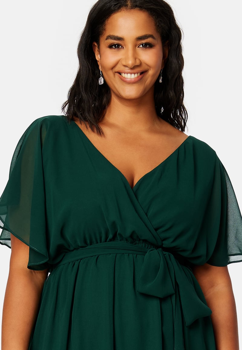 Goddiva Curve Flutter Sleeve Chiffon Midi Dress