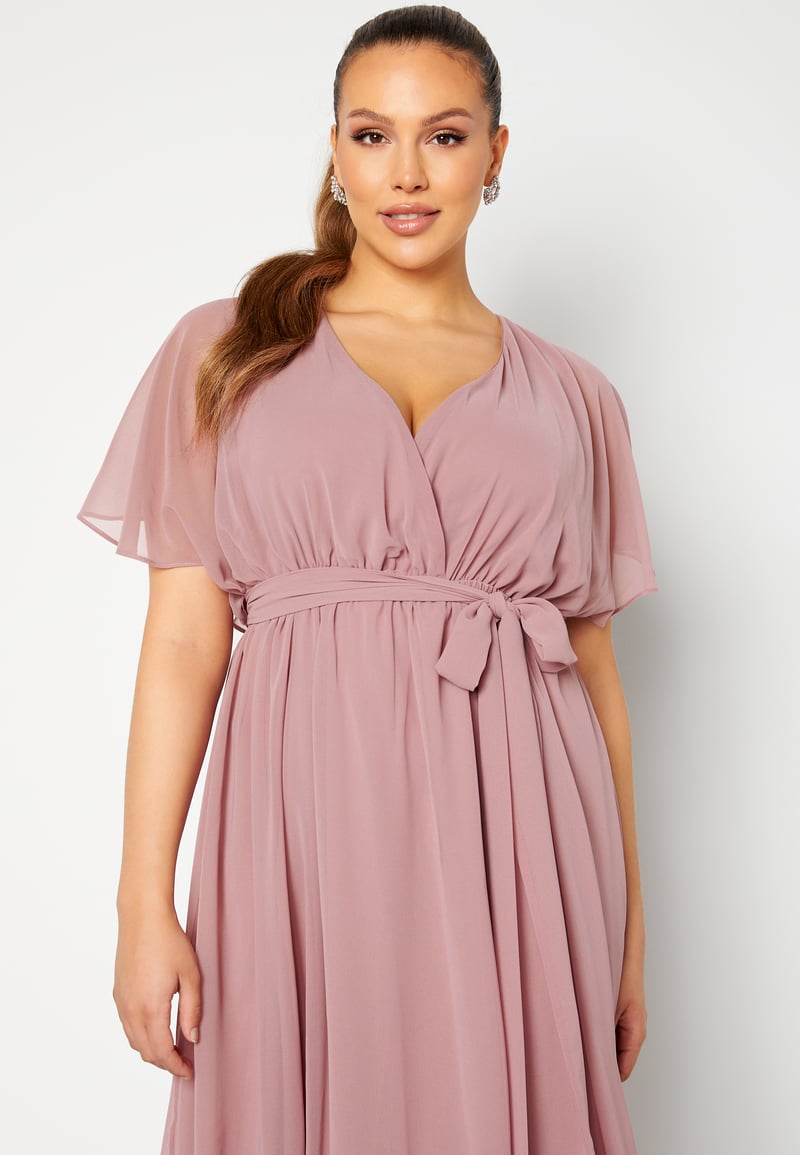 Goddiva Curve Flutter Sleeve Chiffon Midi Dress