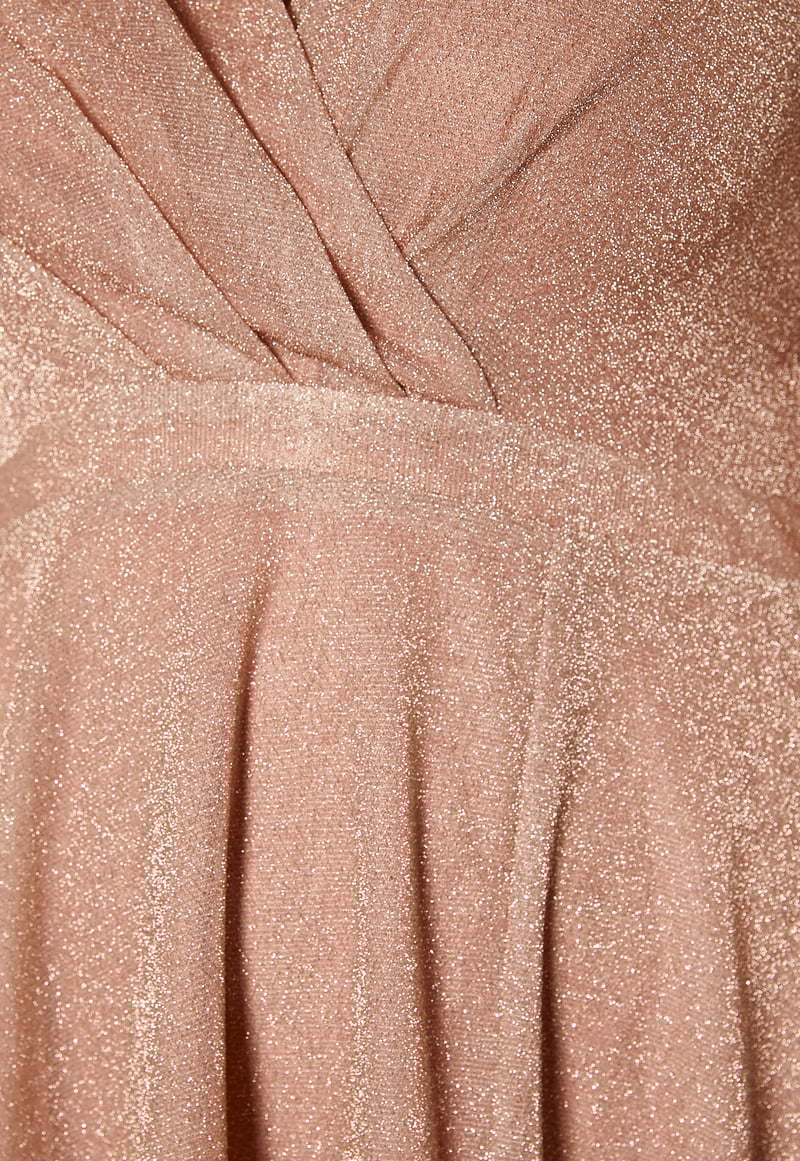 Goddiva Curve Glitter Wrap Front Maxi Curve Dress With Split