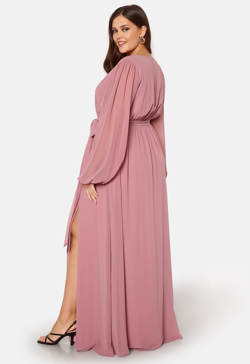 Goddiva Curve Long Sleeve Chiffon Maxi Curve Dress