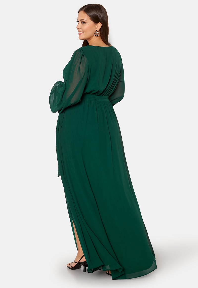 Goddiva Curve Long Sleeve Chiffon Maxi Curve Dress