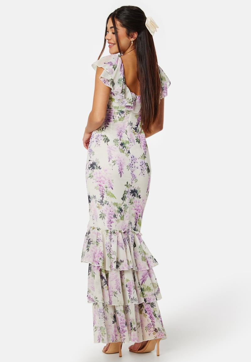Goddiva Floral Ruffle Hem Maxi Dress