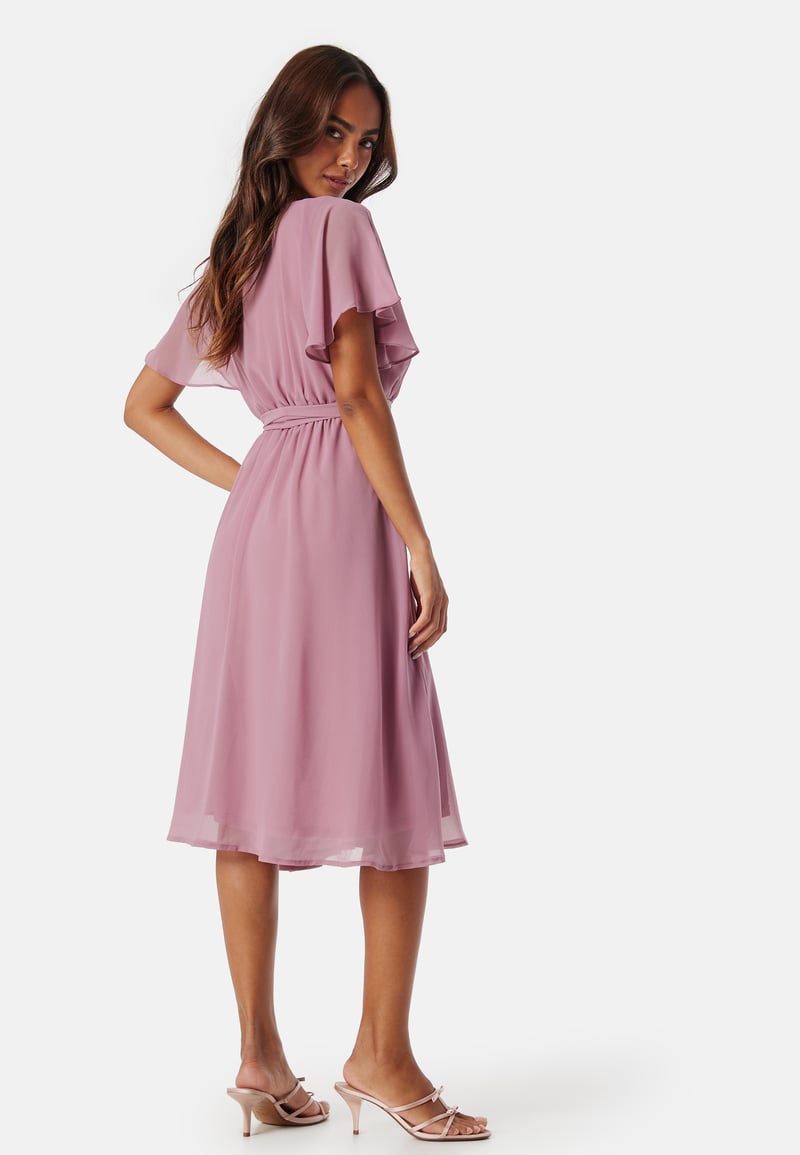 Goddiva Flutter Chiffon Midi Dress