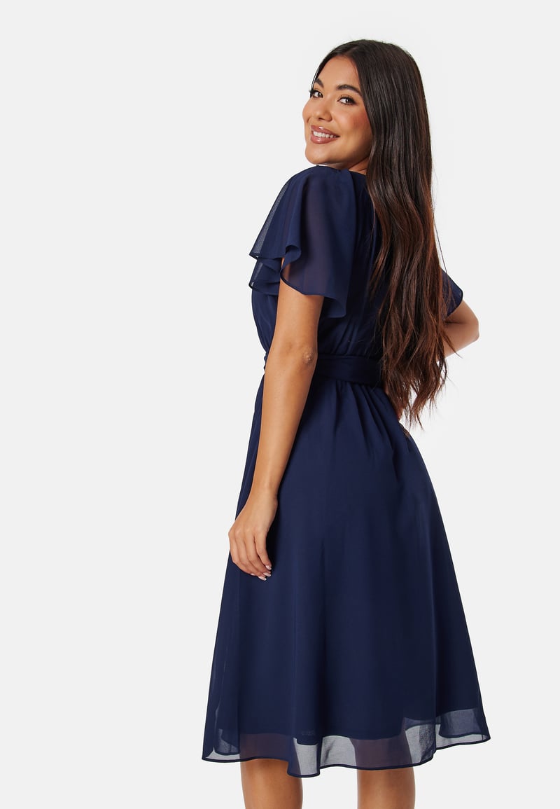 Goddiva Flutter Chiffon Midi Dress