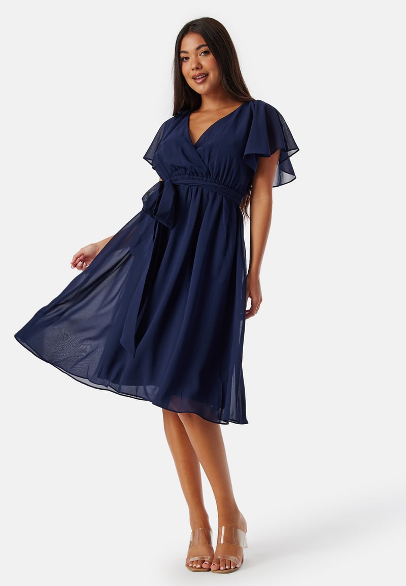 Goddiva Flutter Chiffon Midi Dress