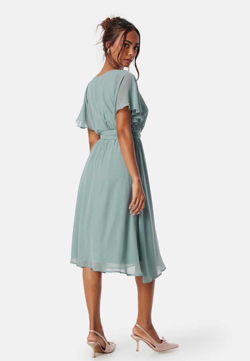 Goddiva Flutter Chiffon Midi Dress