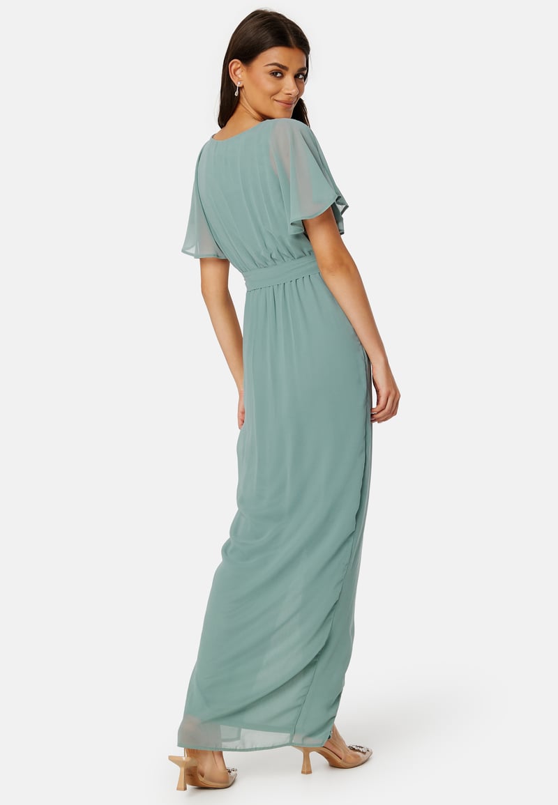 Goddiva Flutter Chiffon Wrap Maxi Dress
