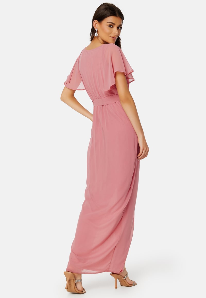 Goddiva Flutter Chiffon Wrap Maxi Dress