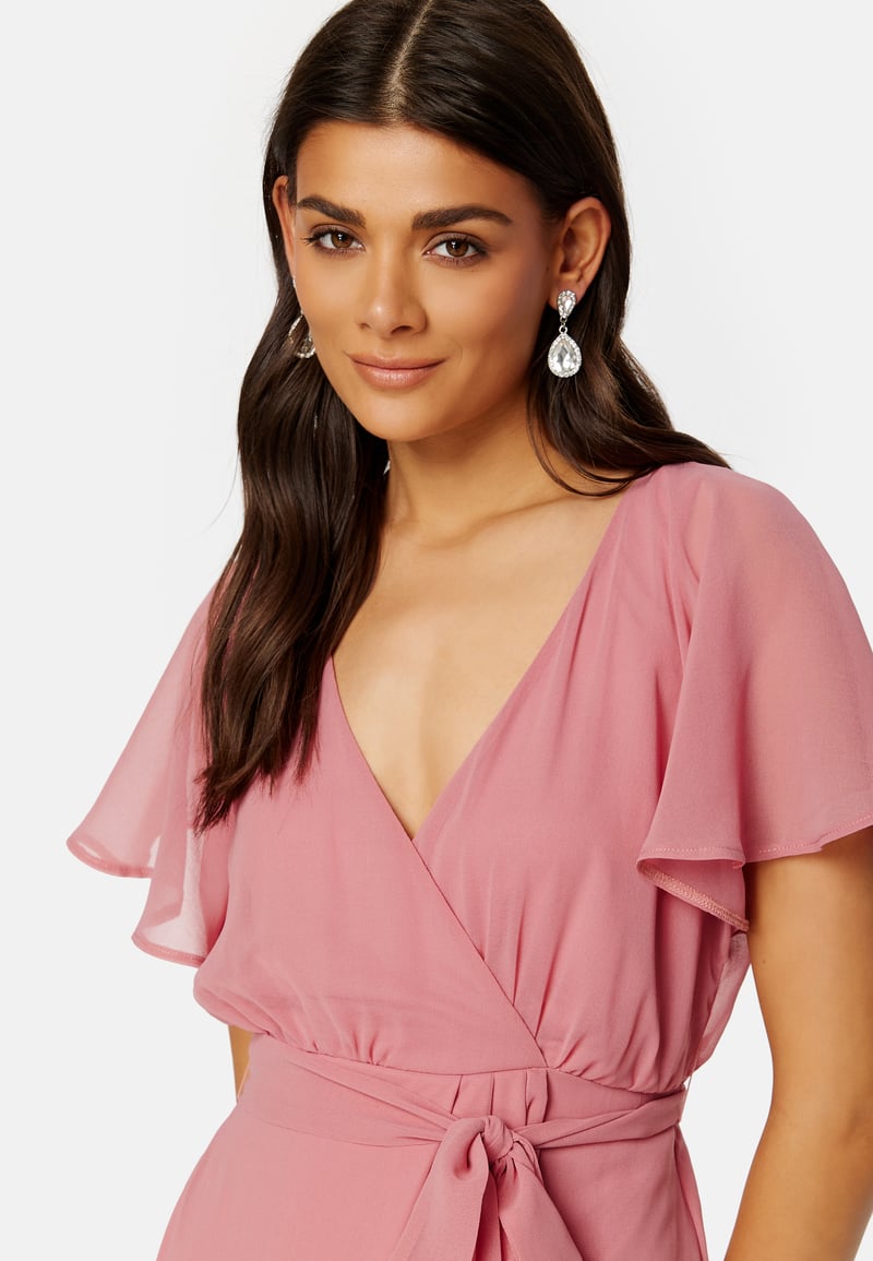 Goddiva Flutter Chiffon Wrap Maxi Dress