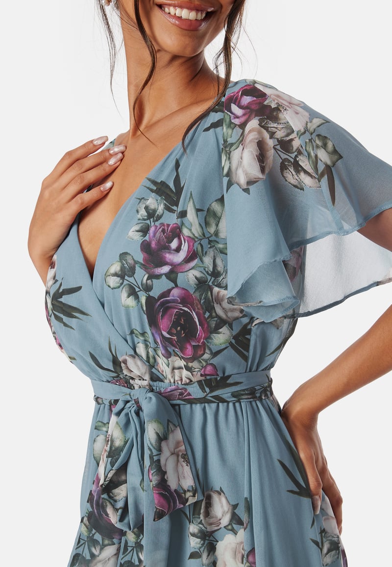 Goddiva Flutter Floral Maxi Dress