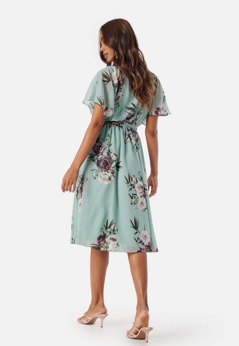 Goddiva Flutter Floral Midi Dress