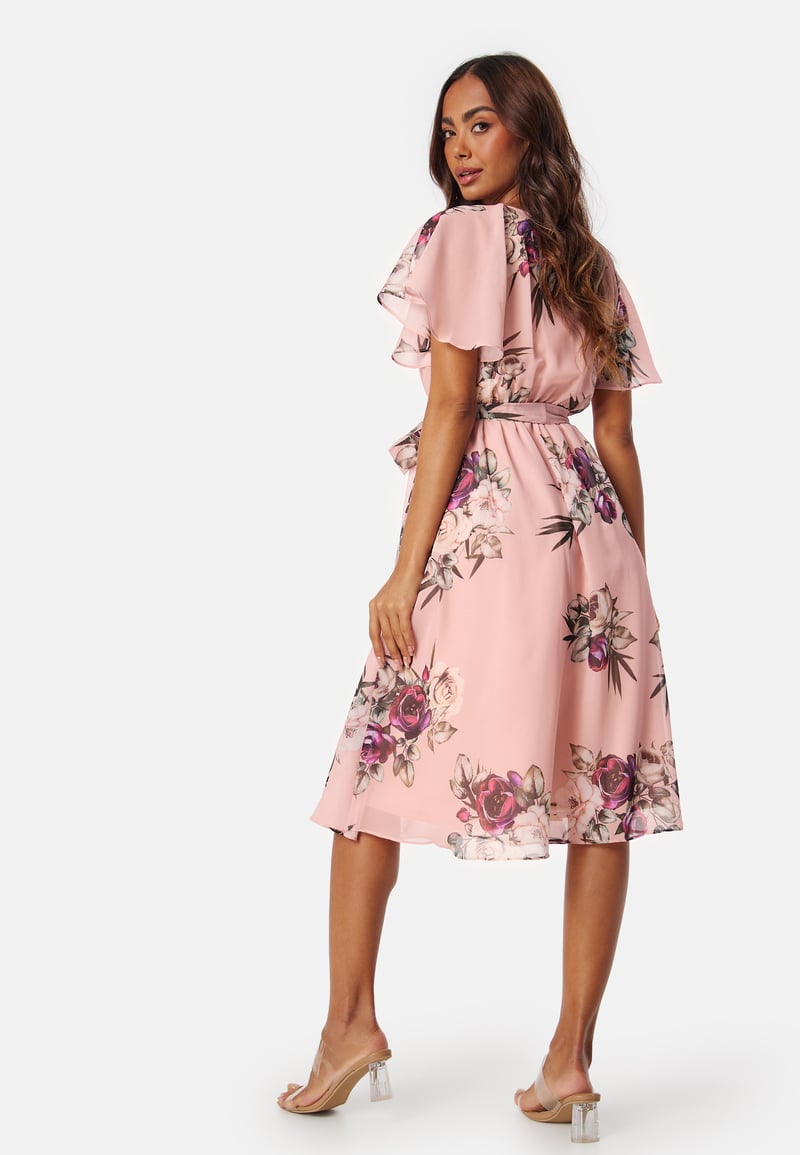 Goddiva Flutter Floral Midi Dress