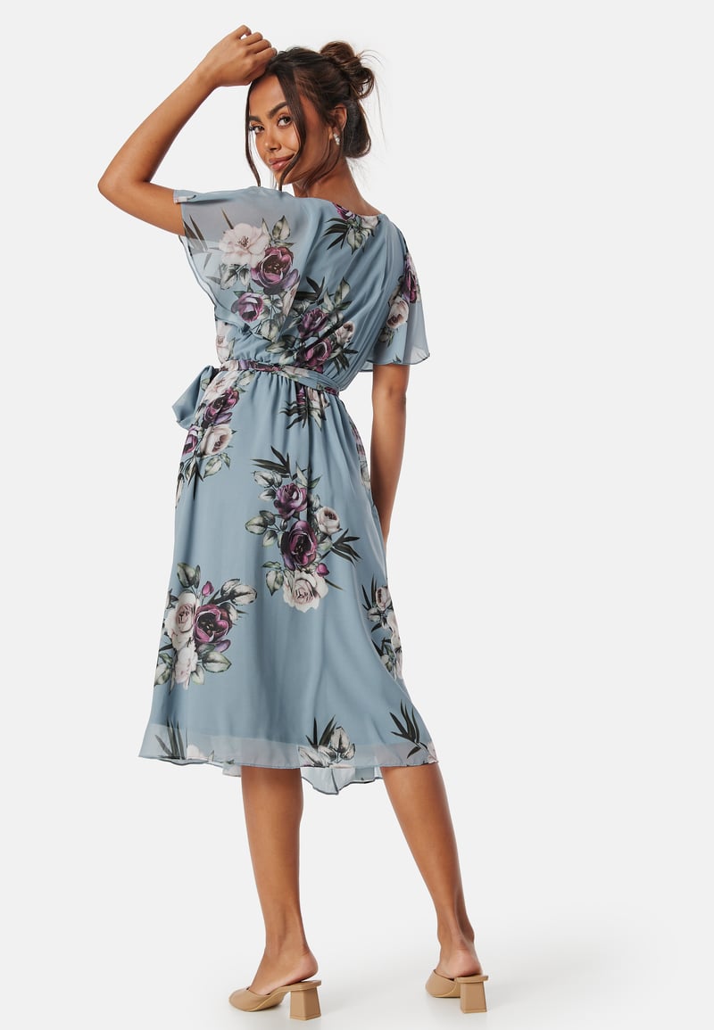 Goddiva Flutter Floral Midi Dress
