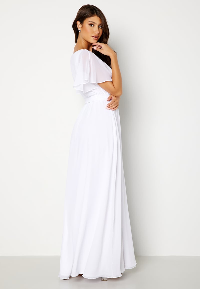 Goddiva Flutter Sleeve Chiffon Maxi Dress