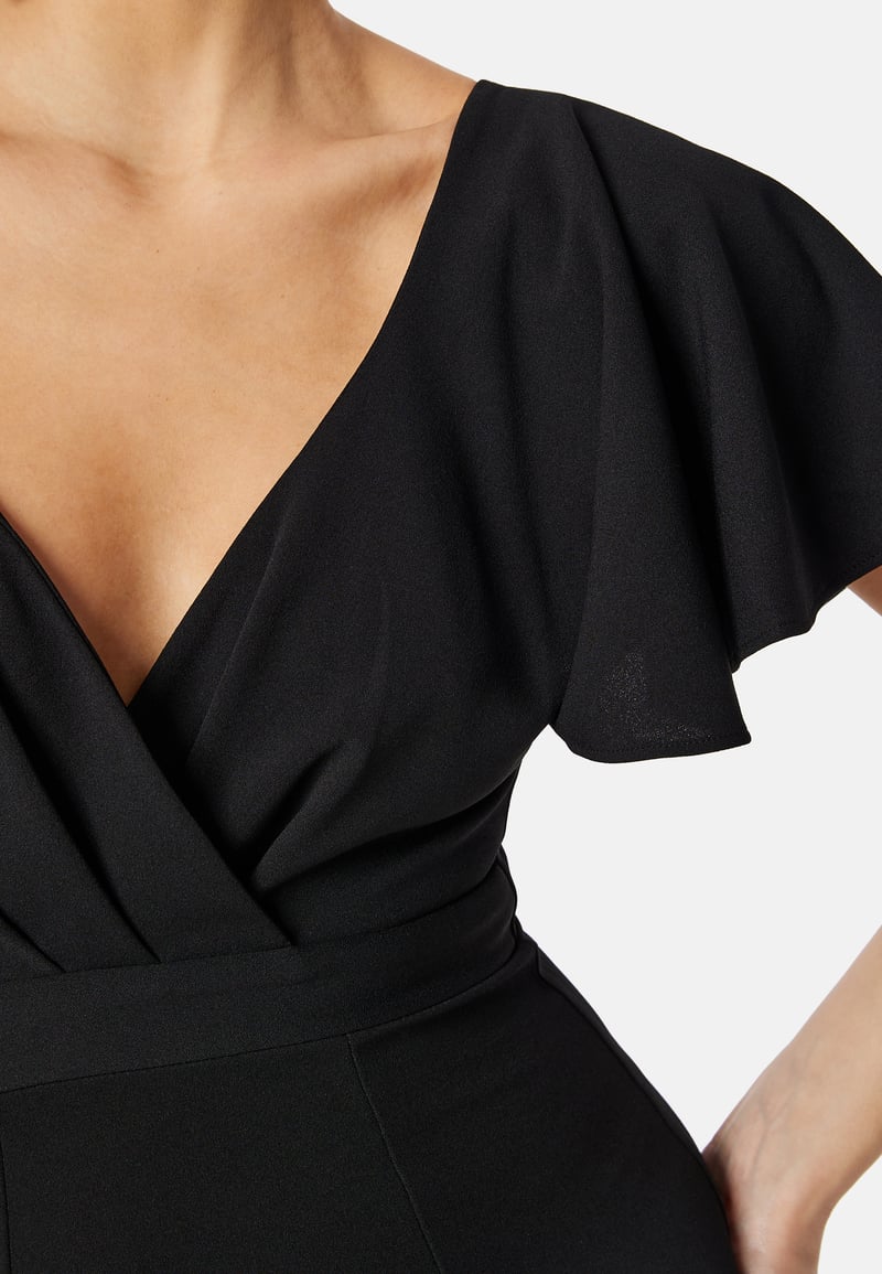 Goddiva Flutter Sleeve Fishtail Maxi Dress
