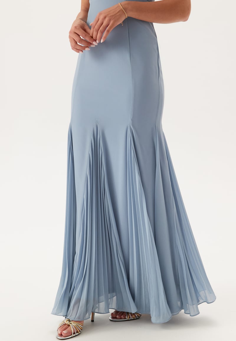 Goddiva Frilly Chiffon Off Shoulder Maxi Dress