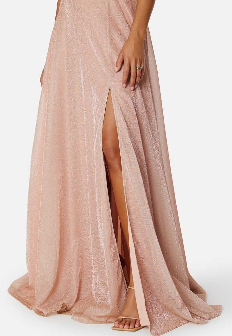 Goddiva Glitter Wrap Maxi Dress