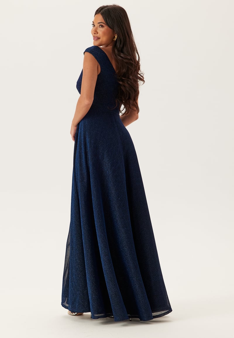 Goddiva Glitter Wrap Maxi Dress