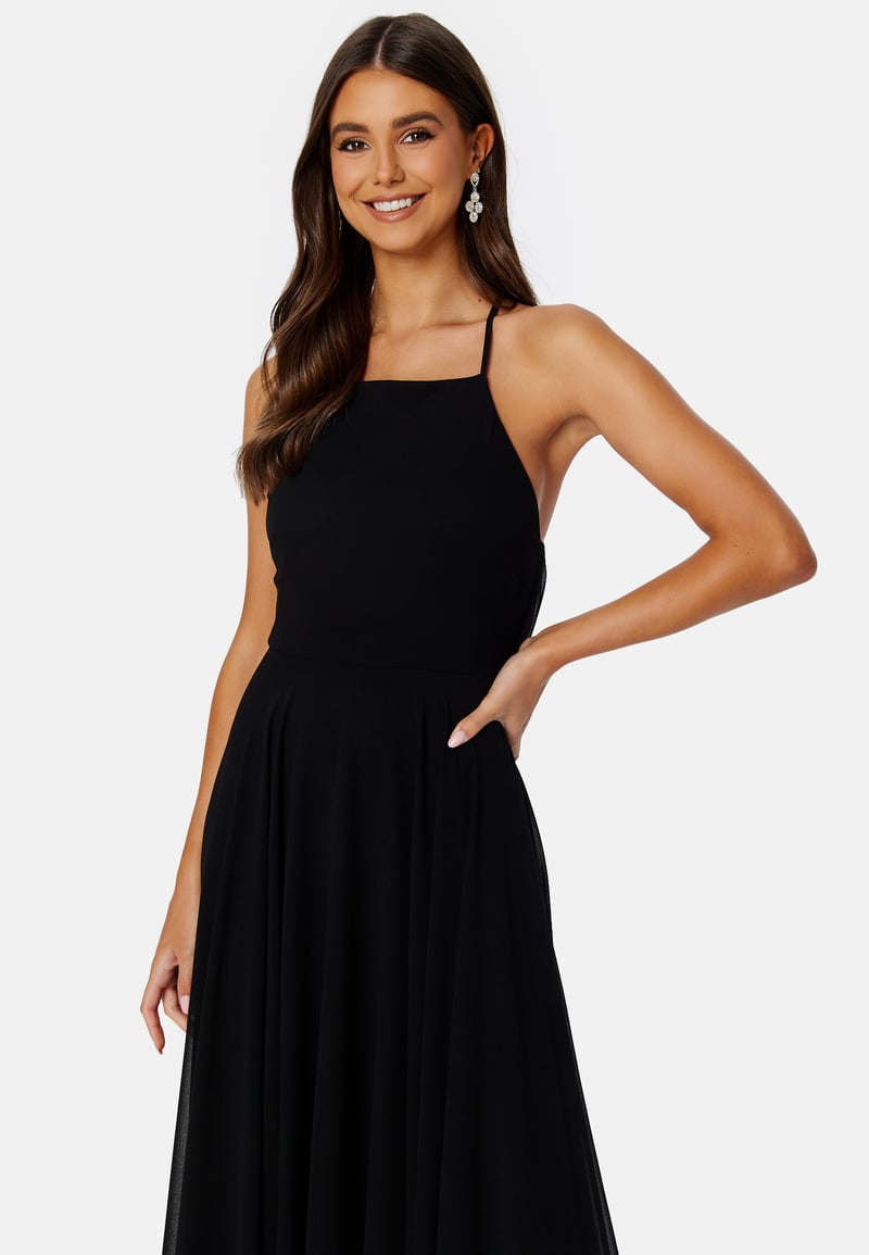 Goddiva High Neck Chiffon Maxi Dress