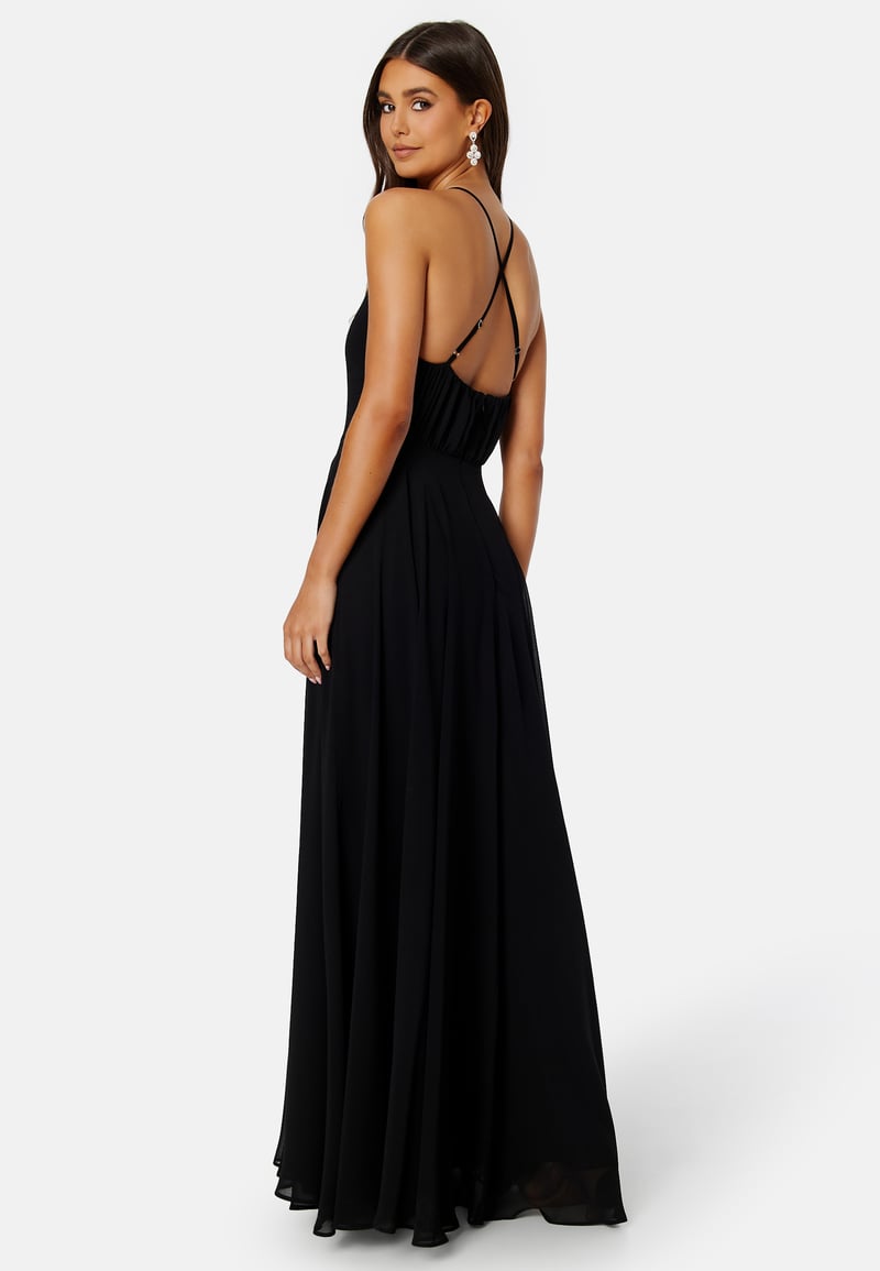 Goddiva High Neck Chiffon Maxi Dress