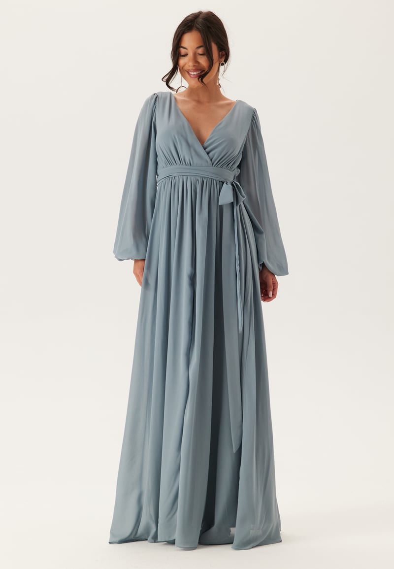 Goddiva Long Sleeve Chiffon Dress