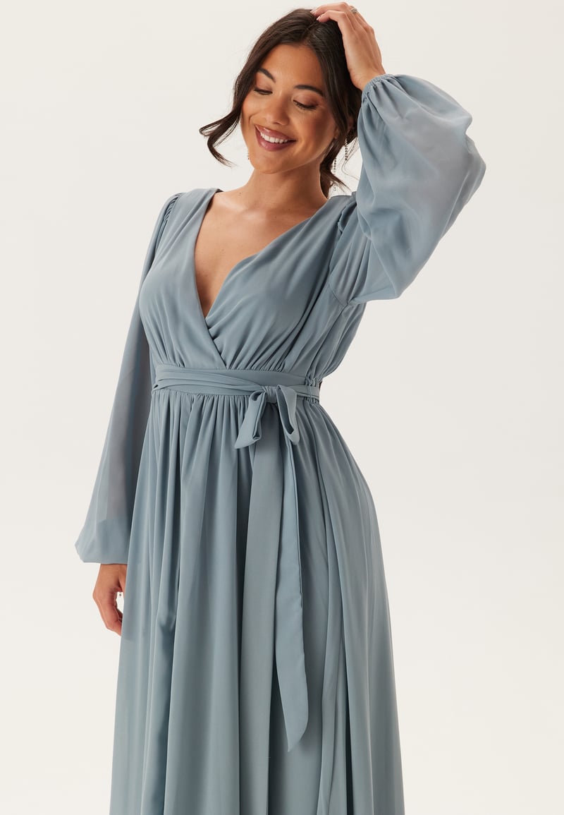 Goddiva Long Sleeve Chiffon Dress