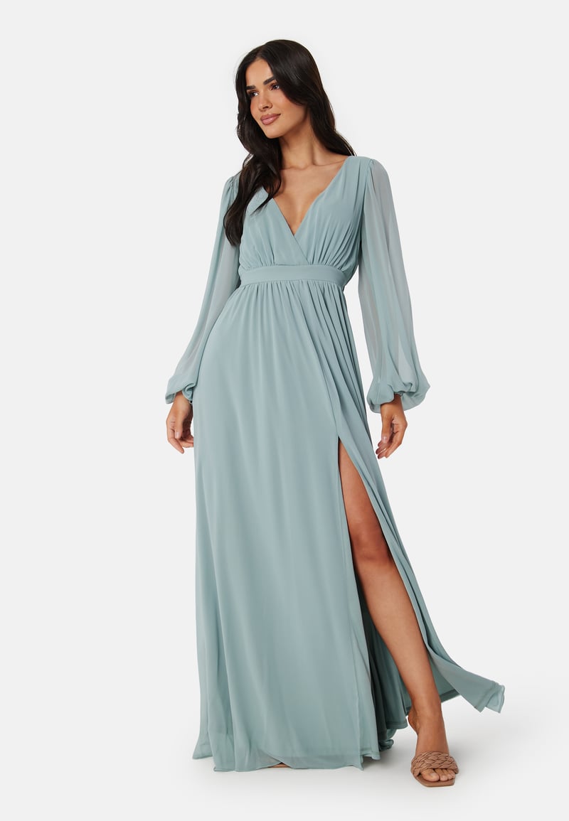 Goddiva Long Sleeve Chiffon Dress
