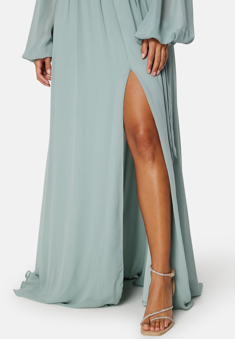 Goddiva Long Sleeve Chiffon Dress