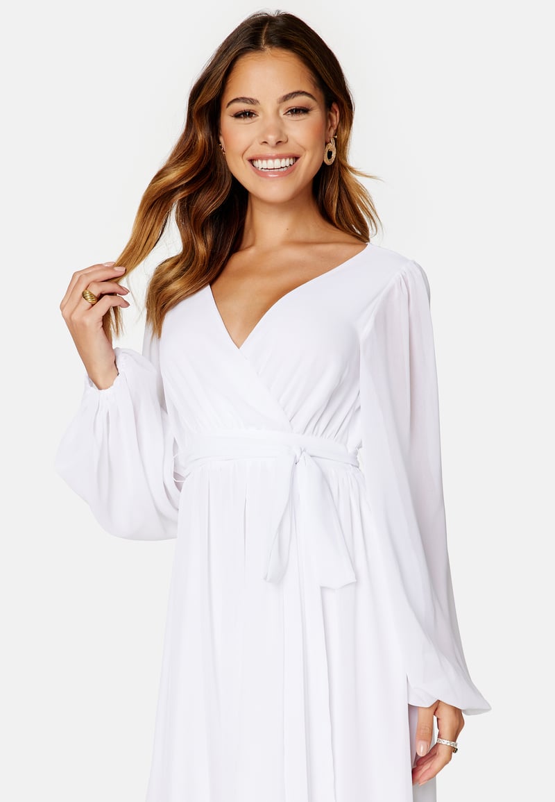 Goddiva Long Sleeve Chiffon Maxi Dress