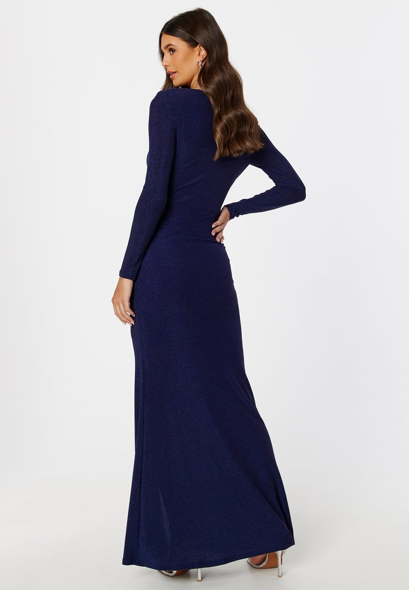 Goddiva Long Sleeve Glitter Maxi Dress