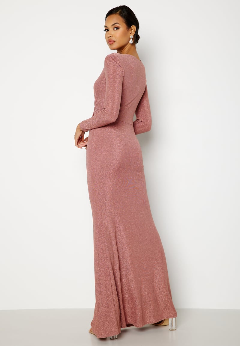 Goddiva Long Sleeve Glitter Maxi Dress