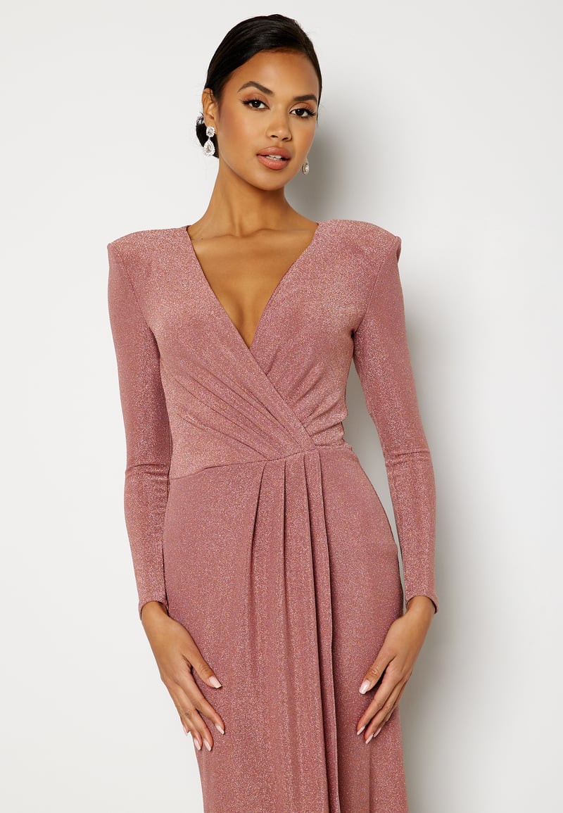 Goddiva Long Sleeve Glitter Maxi Dress