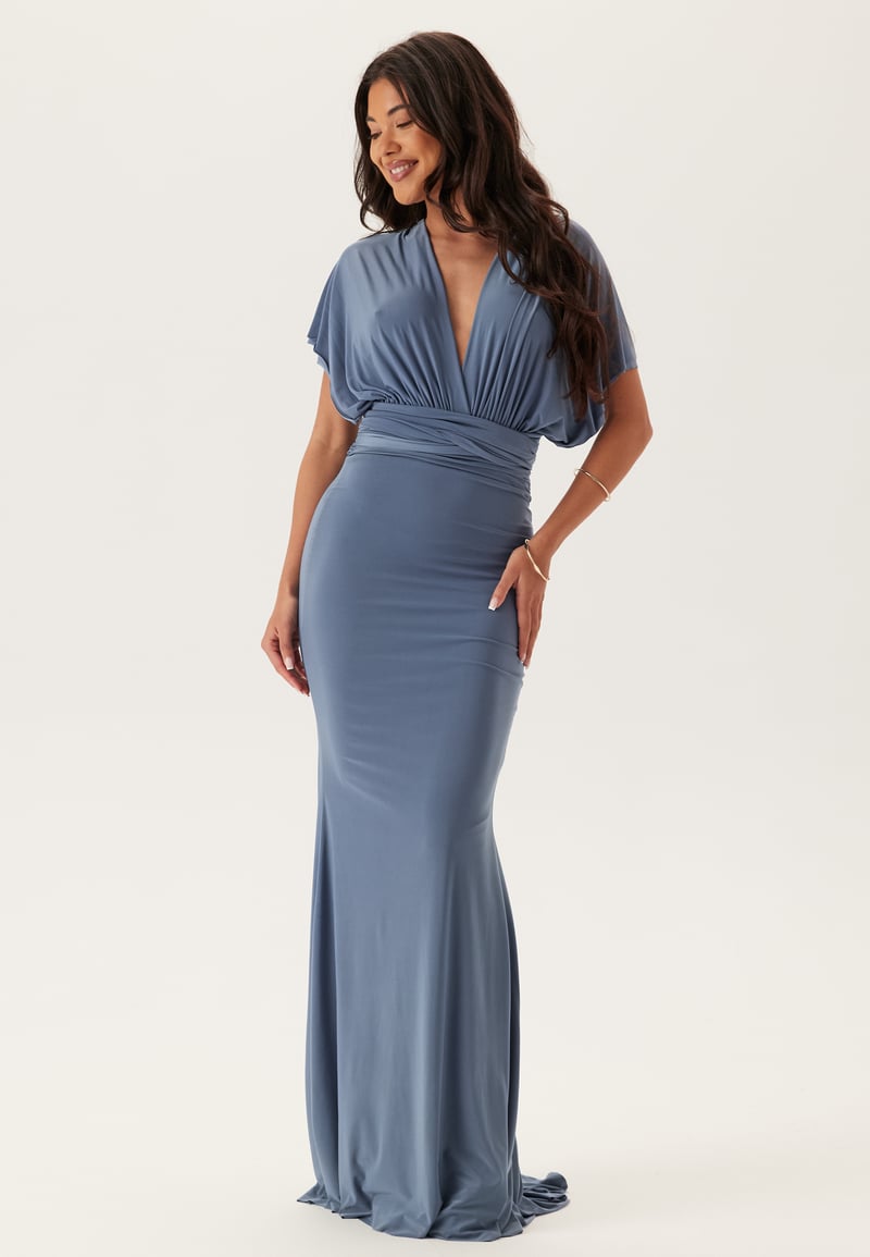 Goddiva Multi Tie Fishtail Maxi Dress