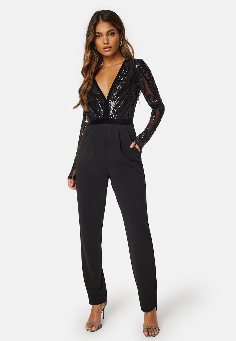 Goddiva Sequin Bodice Jumpsuit