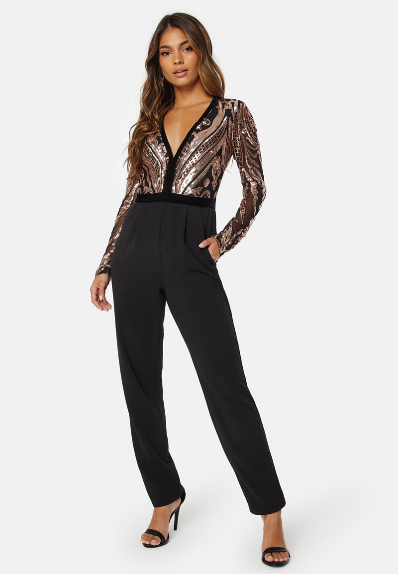 Goddiva Sequin Bodice Jumpsuit