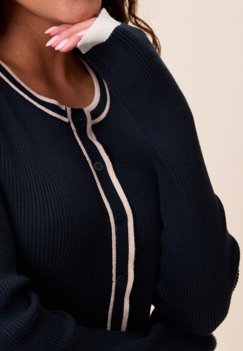 Happy Holly Contrast Knitted Cardigan