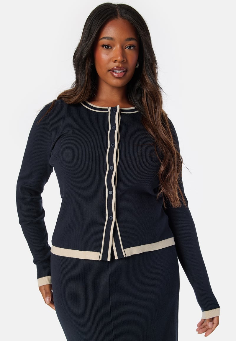 Happy Holly Contrast Knitted Cardigan
