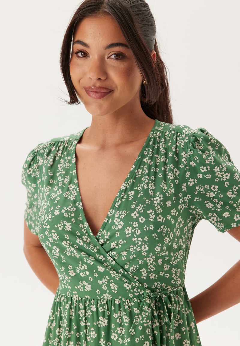Happy Holly Evie Puff Sleeve Midi Wrap Dress