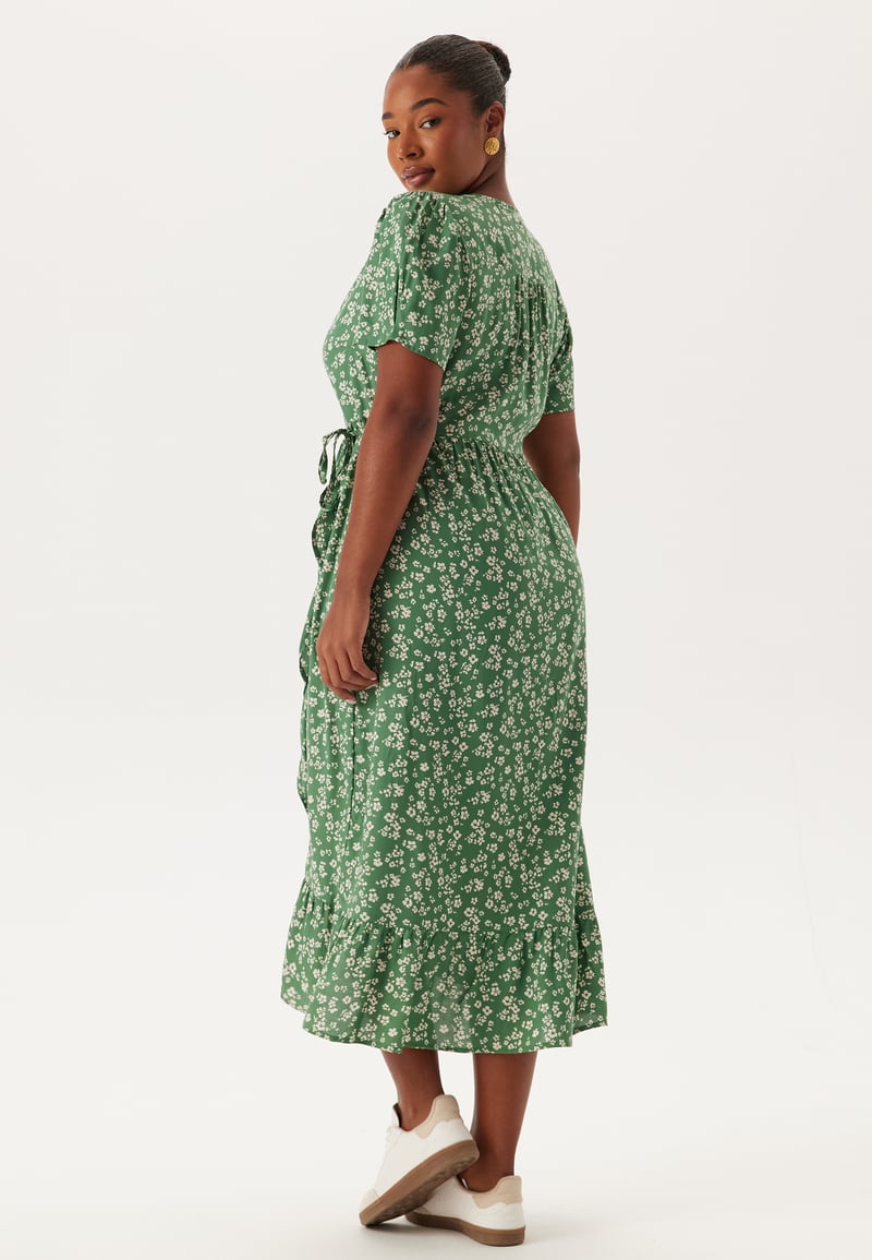 Happy Holly Evie Puff Sleeve Midi Wrap Dress